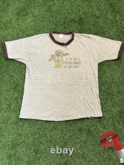 Vintage Sportswear T Shirt Wyoming Cowboy 70s Men XL Western Rare Ringer USA