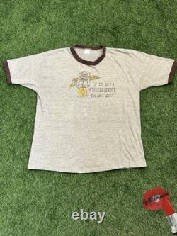 Vintage Sportswear T Shirt Wyoming Cowboy 70s Men XL Western Rare Ringer USA