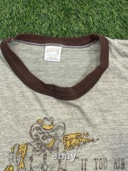 Vintage Sportswear T Shirt Wyoming Cowboy 70s Men XL Western Rare Ringer USA