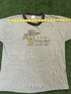 Vintage Sportswear T Shirt Wyoming Cowboy 70s Men XL Western Rare Ringer USA