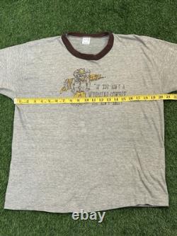 Vintage Sportswear T Shirt Wyoming Cowboy 70s Men XL Western Rare Ringer USA