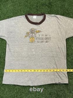 Vintage Sportswear T Shirt Wyoming Cowboy 70s Men XL Western Rare Ringer USA Vintage Sportswear T Shirt Wyoming Cowboy 70s Men XL Western Rare Ringer USA