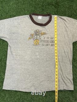 Vintage Sportswear T Shirt Wyoming Cowboy 70s Men XL Western Rare Ringer USA