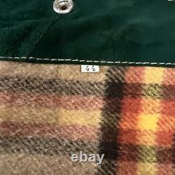 Vintage Stanley Blacker Diamond's Of Ohio Green Leather Fur Flannel Jacket L