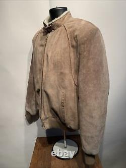 Vintage Suede Leather Sherpa Lined Mountain Western Coat Mens SIZE Large Vtg