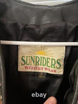 Vintage Sun Riders Western Wear Leather Fringed Vest