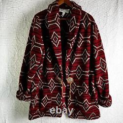 Vintage Tasha Polizzi for T. P. Saddleblanket L Stable Jacket Red Open Fleece