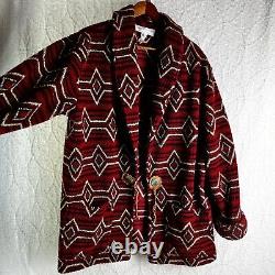 Vintage Tasha Polizzi for T. P. Saddleblanket L Stable Jacket Red Open Fleece