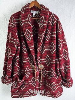 Vintage Tasha Polizzi for T. P. Saddleblanket L Stable Jacket Red Open Fleece