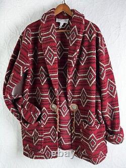 Vintage Tasha Polizzi for T. P. Saddleblanket L Stable Jacket Red Open Fleece