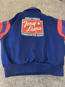 Vintage Tony Lama Leather Wool Jacket Western Cowboy USA Made Men's Large