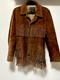 Vintage Towncraft Penneys Brown Leather Tasseled Western Jacket Size L