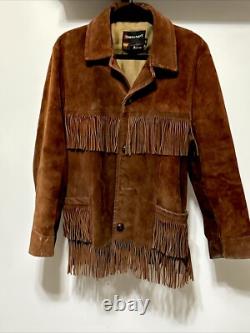 Vintage Towncraft Penneys Brown Leather Tasseled Western Jacket Size L