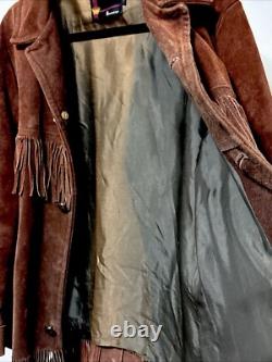 Vintage Towncraft Penneys Brown Leather Tasseled Western Jacket Size L