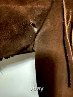 Vintage Towncraft Penneys Brown Leather Tasseled Western Jacket Size L