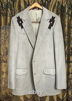 Vintage Trego's Westwear Mens Western Jacket Grey Faux Suede 42 L Blazer