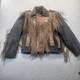 Vintage Two Tone Leather Fringe Western Biker Jacket Concho Lace Up Brown Black