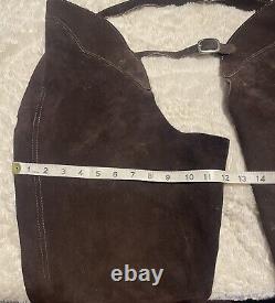 Vintage USA made leather chaps mens large brown leather cowboy western ranch