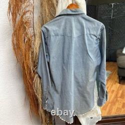 Vintage Upcycled shirt western 3D floral button down fits medium/large 70s