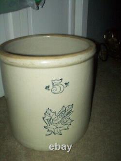 Vintage WESTERN STONEWARE COMPANY #5 Gallon Crock NO CRACKS/LEAKS/CHIPS