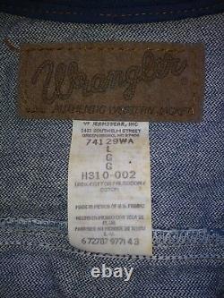 Vintage WRANGLER Men's Denim Blue Jeans Western Cowboy Vest Jacket LARGE Cotton