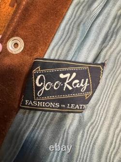 Vintage Western Brown Leather Fringe Jacket Joo Kay L with Pendleton Scarf