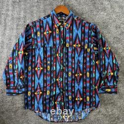 Vintage Western Button Shirt Mens Large Southwest Aztec Cowboy Frontier Series