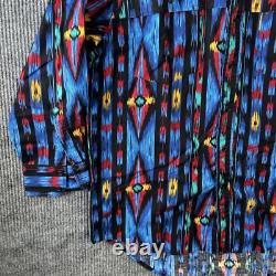 Vintage Western Button Shirt Mens Large Southwest Aztec Cowboy Frontier Series