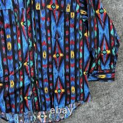 Vintage Western Button Shirt Mens Large Southwest Aztec Cowboy Frontier Series