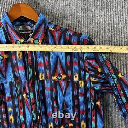 Vintage Western Button Shirt Mens Large Southwest Aztec Cowboy Frontier Series