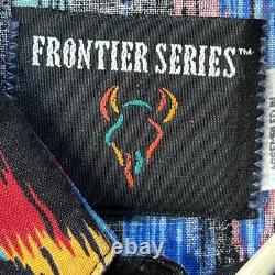 Vintage Western Button Shirt Mens Large Southwest Aztec Cowboy Frontier Series