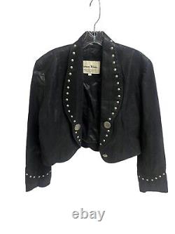 Vintage Western Cabochon Leather Bolero Jacket Large