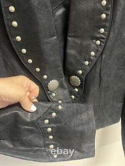 Vintage Western Cabochon Leather Bolero Jacket Large