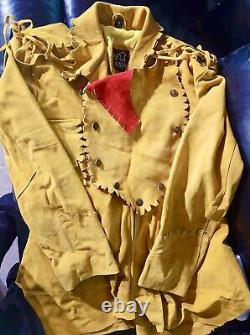 Vintage Western Coat Cowboy Jacket Suede Leather Native American War Shirt