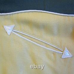 Vintage Western Gabardine Shirt Floral Chain Stitch Embroidered Yellow Green LG