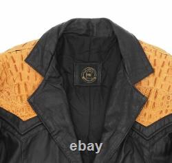 Vintage Western Leather Alligator Blazer Jacket L Large Mens 2-Button Coat