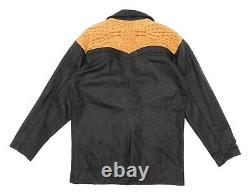Vintage Western Leather Alligator Blazer Jacket L Large Mens 2-Button Coat