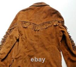 Vintage Western Polo Ralph Lauren Suede Leather Native American Fringe Jacket L