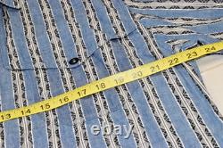Vintage Western Shirt Frontier Rider Size L 80s Blue Black Aztec Stripe Made USA
