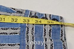 Vintage Western Shirt Frontier Rider Size L 80s Blue Black Aztec Stripe Made USA