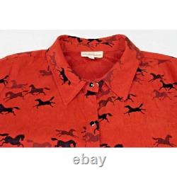 Vintage Western Shirt Monterey Bay Size L 90s Red Running Horses Snaps Made USA