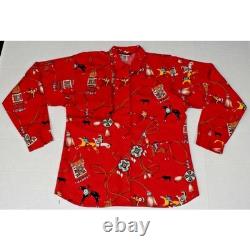Vintage Western Shirt Roper Size L 80s Native American Art Flap Chest