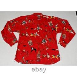 Vintage Western Shirt Roper Size L 80s Native American Art Flap Chest