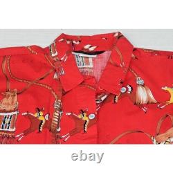 Vintage Western Shirt Roper Size L 80s Native American Art Flap Chest