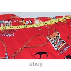 Vintage Western Shirt Roper Size L 80s Native American Art Flap Chest