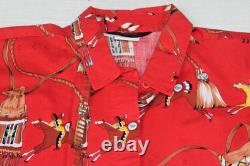 Vintage Western Shirt Roper Size L 80s Pop Art Native American Horsman Artifacts