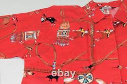 Vintage Western Shirt Roper Size L 80s Pop Art Native American Horsman Artifacts