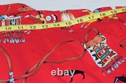 Vintage Western Shirt Roper Size L 80s Pop Art Native American Horsman Artifacts