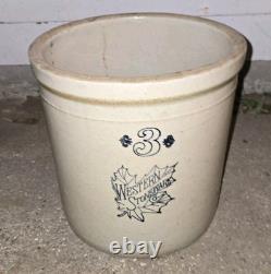 Vintage Western Stoneware Monmouth 3 Gallon Crock