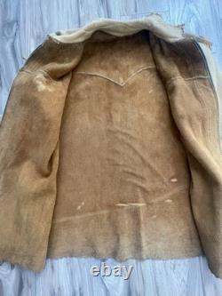 Vintage Western Suede Leather Jacket with Fringe Tassel Coat 70s 80s
